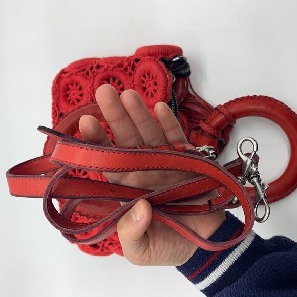 Patricia Nash Crochet Vobbia Small Tote Women Purse Red Color - Picture 4 of 16